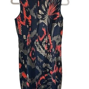 Tahari Women's M Sleeveless Abstract Print Tropical Career Dress Multicolor